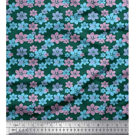 Soimoi Cotton Cambric Fabric Artistic Floral Print Fabric by Yard 42 Inch Wide