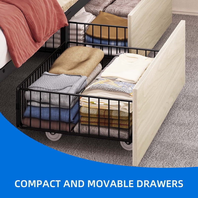Uforic Farmhouse Queen Bed Frame With Bookcase Headboard & LED Lights, Storage Bed with Power Outlets, White