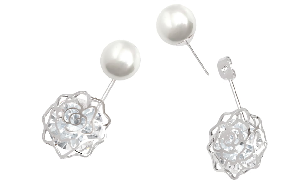 New Solid 925 Sterling Silver Mother of Pearl Ball Dangle Boucles d'oreilles 20 mm L 
