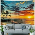thumbnail image 4 of PRATYUS GHMO Ocean Tapestry Wall Hanging Art tapestry Exotic Nature Beach Palm Tree Sunrise Sunset Sky Landscape Aesthetic Tapestry Wide Wall Hanging for Bedroom Living Room Dorm Painting, 4 of 6