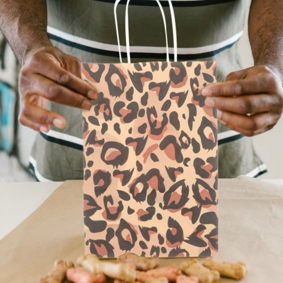 SOPOTUTU Animal Print Party Paper Bags Leopard Kraft Paper 12Pcs 8.7x6.3In
