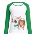 thumbnail image 3 of Lyinloo Women Sheep And Dog Print Stitching Contrast Top Sweater Long Sleeves Green XXL, 3 of 5