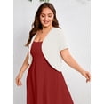 thumbnail image 4 of SHOWMALL Women's Plus Short Sleeve Bolero Shrug for Dresses Cropped Cardigan Open Front Summer Shoulder Cover Up White 5X, 4 of 7