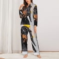 thumbnail image 2 of Honeii Dachshund Sitting in Bathtub print Women's Pajama Sets Long Sleeve Button Down Sleepwear Nightwear Soft Pjs Lounge Sets-Large, 2 of 7