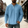 thumbnail image 4 of zfhfof Long Sleeve Shirts for Men Lightweight Textured Henley Shirt Trendy Button Crewneck Pullover Tees Tops with Chest Pocket, 4 of 8