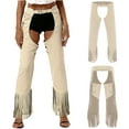 thumbnail image 4 of Choomomo Womens Dame Vintage Cowboy Suit Faux Suede Strapped Pants Hippie Long Pants for Party Beige L, 4 of 5
