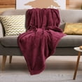 thumbnail image 2 of PiccoCasa Flannel Fleece Blanket, Microfiber Fuzzy Plush Blankets for Sofa, Burgundy 50" x 59", 2 of 8