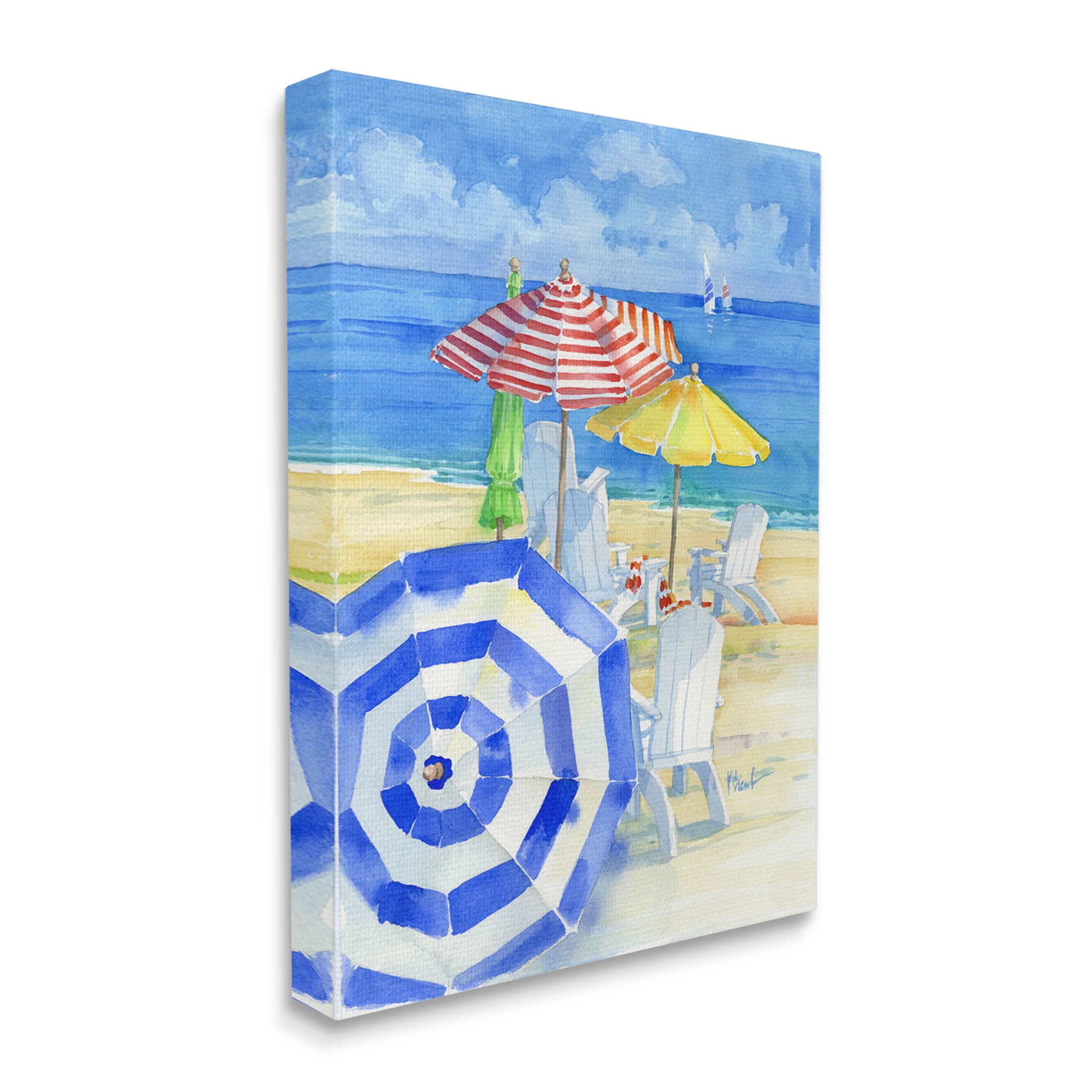 Stupell Industries Summer Beach Coast Ocean Waves Painting Gallery Wrapped Canvas Print Wall Art, Design by Paul Brent