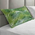 thumbnail image 2 of Plant Quilted Pillowcover, Watercolor Tropical Palm Leaves Colorful Illustration Natural Feelings, Standard King Size Accent Pillow Cover for Bedroom, 36" x 20", Fern Green Lime Green, by Ambesonne, 2 of 2