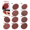 thumbnail image 4 of 10pcs 125mm 5" Hook Loop Sanding Discs 8 Hole Sandpaper Pads Set Grit 40-2000#, 4 of 6