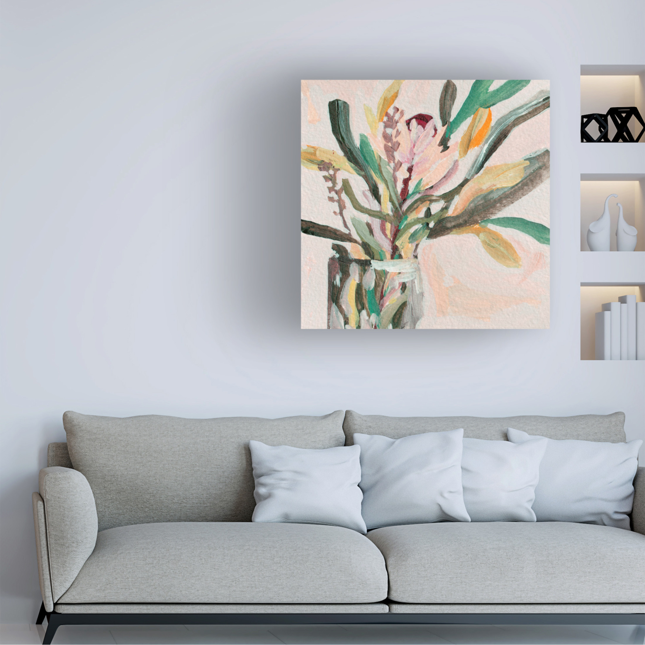 Canvas Wall Art - Melissa Wang 'Glass Bouquet IV' Wall Art for Living Room, Bedroom, or Office Décor by Trademark Fine Art - 14 x 14 Inches