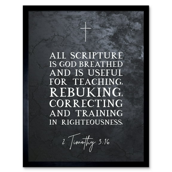 2 Timothy 3:16 All Scripture is God Breathed Christian Bible Verse Quote Scripture Typography Art Print Framed Poster Wall Decor 12x16 inch