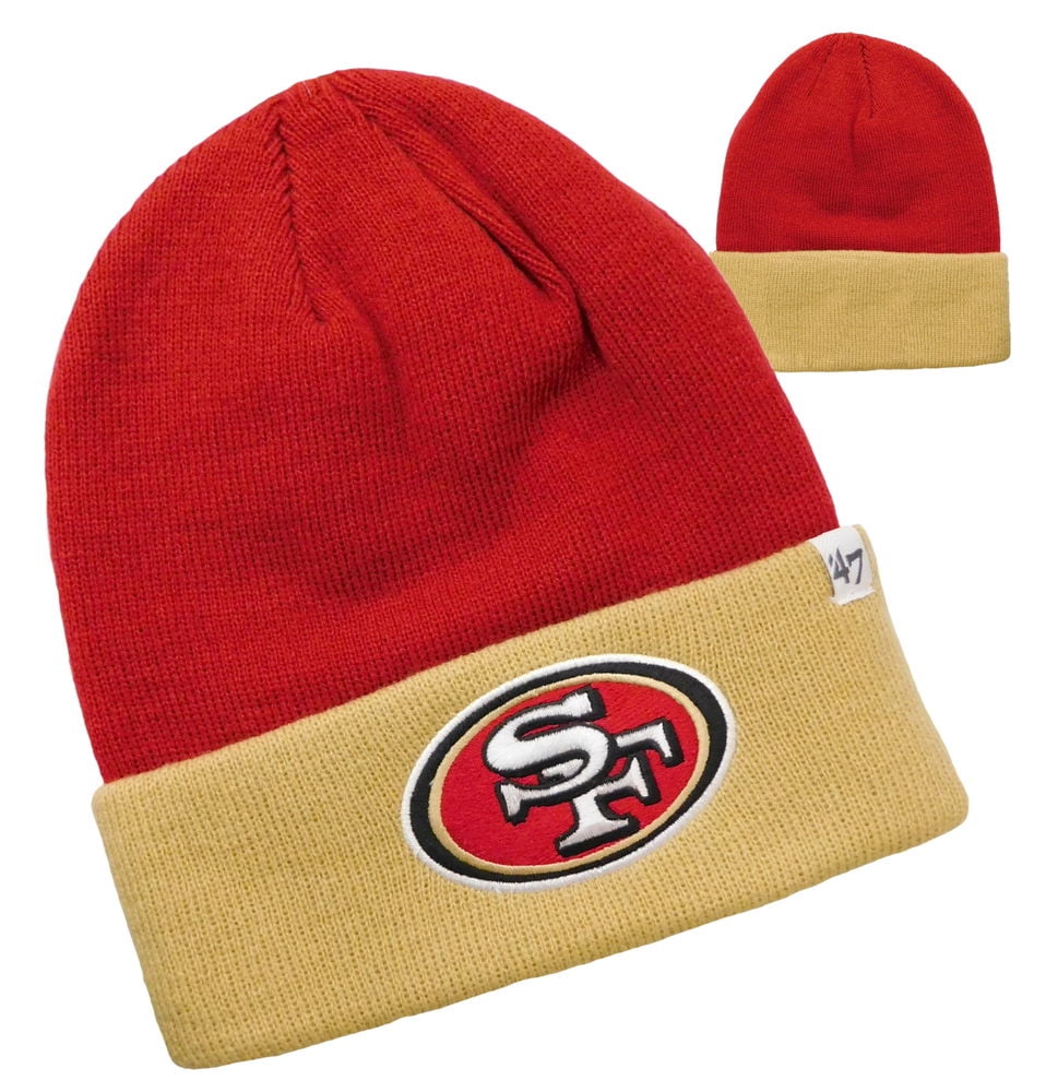 47' Brand Basic 2Tone Cuff Knit Beanie Hat San Franciso 49ers Red Beige by 47 Brand