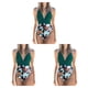 thumbnail image 5 of Traje de baño de mujer sin mangas Eigraketly estampado verde + Flor negra L CBP218393, 5 of 6