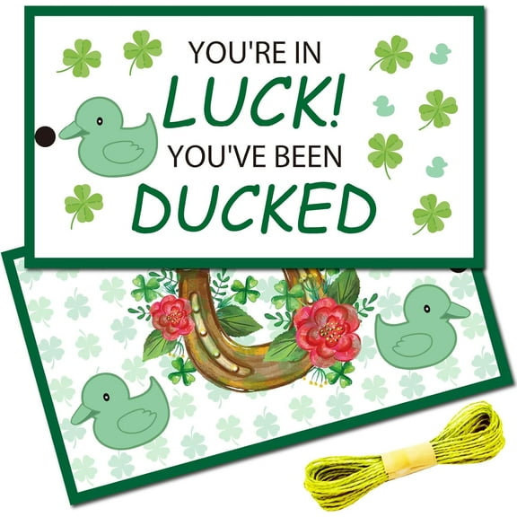50Pcs You've Been DUCKED Card Cruising Rubber Duck Tag Cruise Duck Duck Tags Double Sided Duck Tag with Hole and Twine 1set