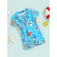 thumbnail image 2 of Bagilaanoe Toddler Baby Boys One-Piece Swimsuit Print Short Sleeve Zipper Rashguard Swimwear 3M 6M 12M 2T 3T Kids Jumpsuit Bathing Suit, 2 of 8