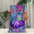thumbnail image 4 of Pofeuu Stitch Print Christmas Gift Bag, Burlap Drawstring Pouch with Kraft Paper Card for Holiday, Party, and Birthday Wrapping-Small, 4 of 7