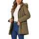 thumbnail image 4 of Chaqueta parka de invierno para mujer INSPIRE CHIC, abrigo acolchado largo, cálido, a prueba de viento, con capucha de piel sintética, talla XL, color caqui, 4 of 6