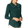 thumbnail image 2 of INSPIRE CHIC Women's Sweet Ruffle Peter Pan Collar Button Up Work Shirts, 2 of 6