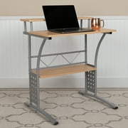 Flash Furniture Clifton Maple Computer Desk with Top and Lower Storage Shelves