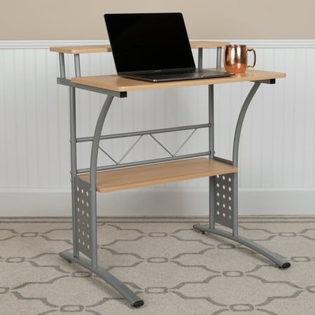 Flash Furniture Clifton Maple Computer Desk with Top and Lower Storage