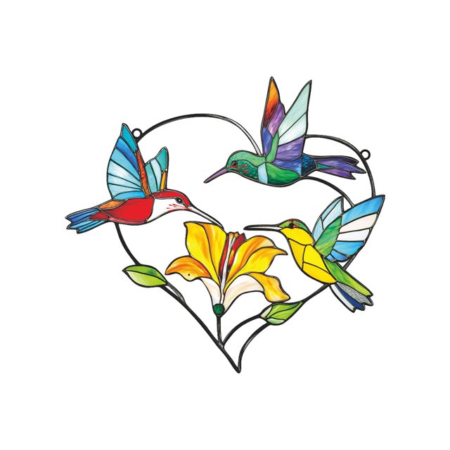 WIFKLSIIPG Colorful Hummingbird Metal Pendant Background Wall Decoration Metal Hanging Hummingbird Pendant Indoor and Outdoor