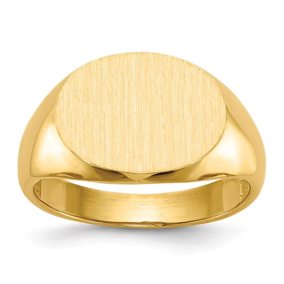 14K Yellow Gold Ring Band Signet 12.5x16.0mm Open Back Men's