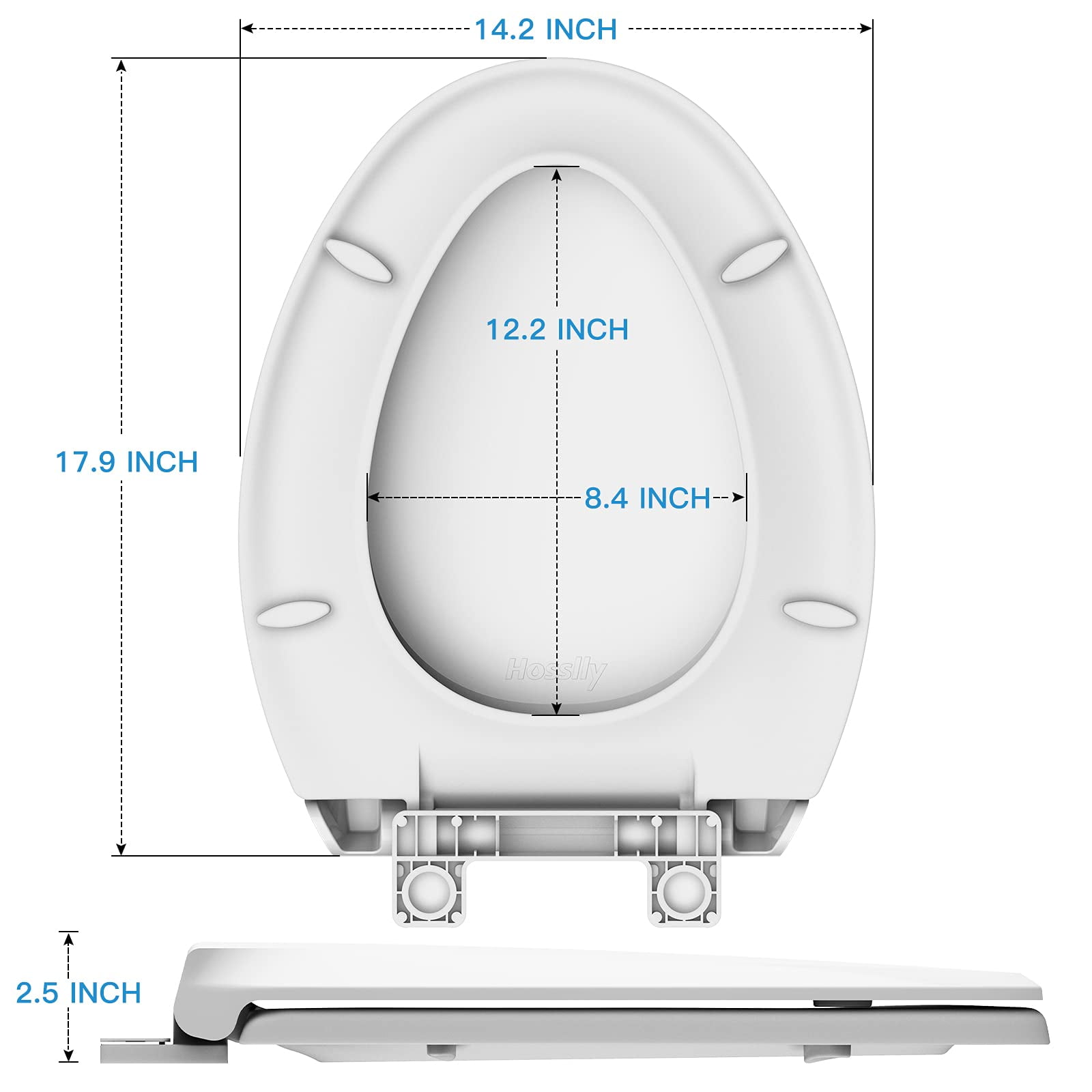 Toilet Seat, Elongated Toilet Seat with Toddler Seat Built in, Potty Training Toilet Seat Elongated Fits Both Adult and Child, with Slow Close and Magnets- Elongated