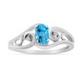 thumbnail image 1 of 10k White Gold Oval Blue Topaz And Diamond Ring, 1 of 6
