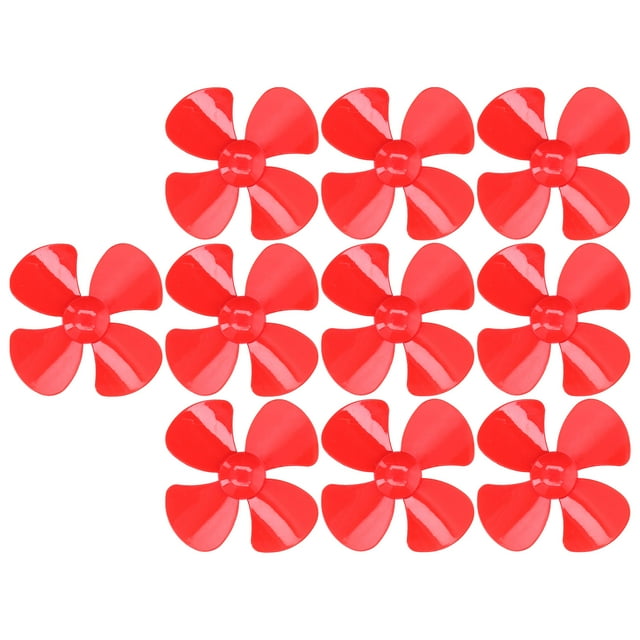 10 piezas de hélice de 4 palas, resistente al viento, materiales duraderos, peso ligero, 40 mm, hélice de coche de juguete para bricolaje, color rojo