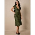 thumbnail image 6 of Elegant Blue Floral Print Midi Dress With V-Neck And Lettuce Trim Detail, 6 of 10
