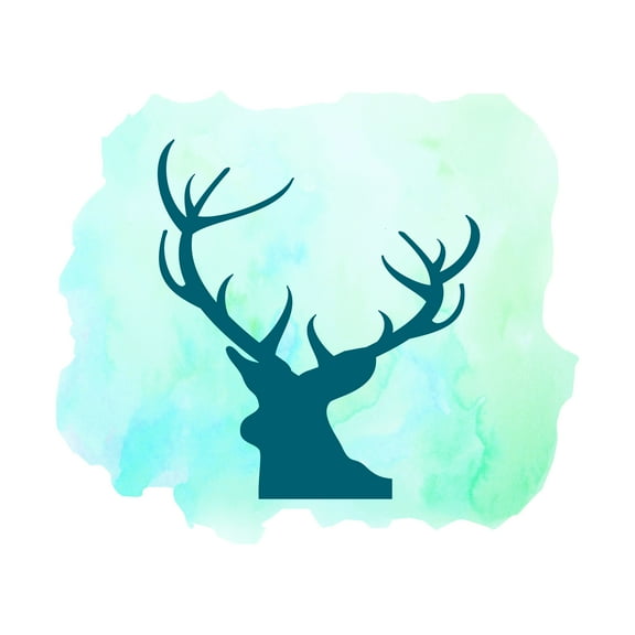 Animal Wall Decals for Children Playroom - Horned Reindeer Head Reindeer DIY & Creativity Boy Girl Bedroom Wall Sticker - Size: 10 In x 9 In