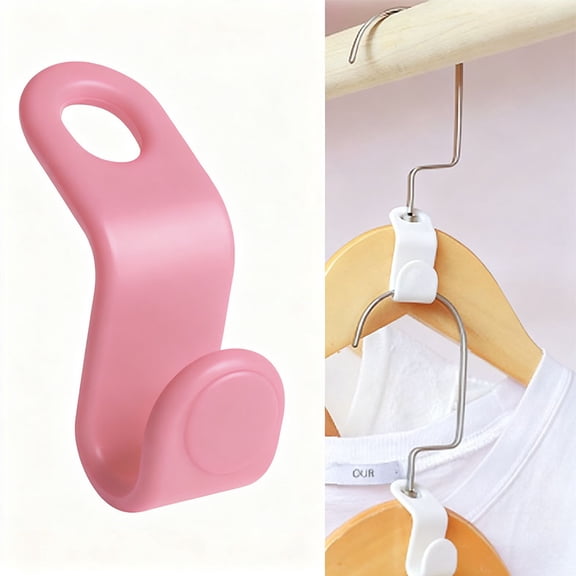 100pcs Hanger Hooks for Plastic Clips Clothes Space Saving Hangers for Clothes Closet Hangers Space Saver(Pink)