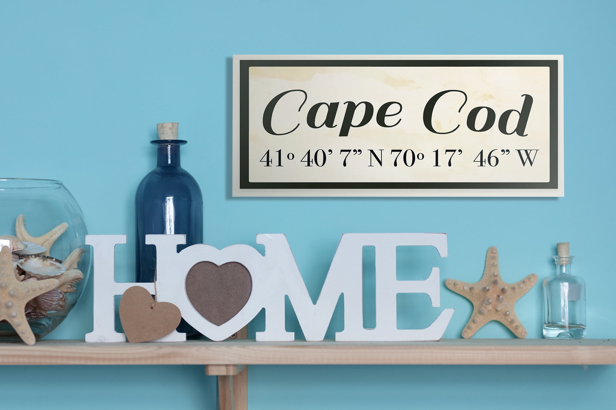 Stupell Industries Wood Cursive City Coordinates Cape Cod Town & City Painting Unframed Art Print Wall Art, 7 x 17