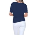 thumbnail image 4 of Womens Solid V-Neck Boat Neck Dolman Top with Side Shirring Drape Tunic Short Sleeve, 4 of 5