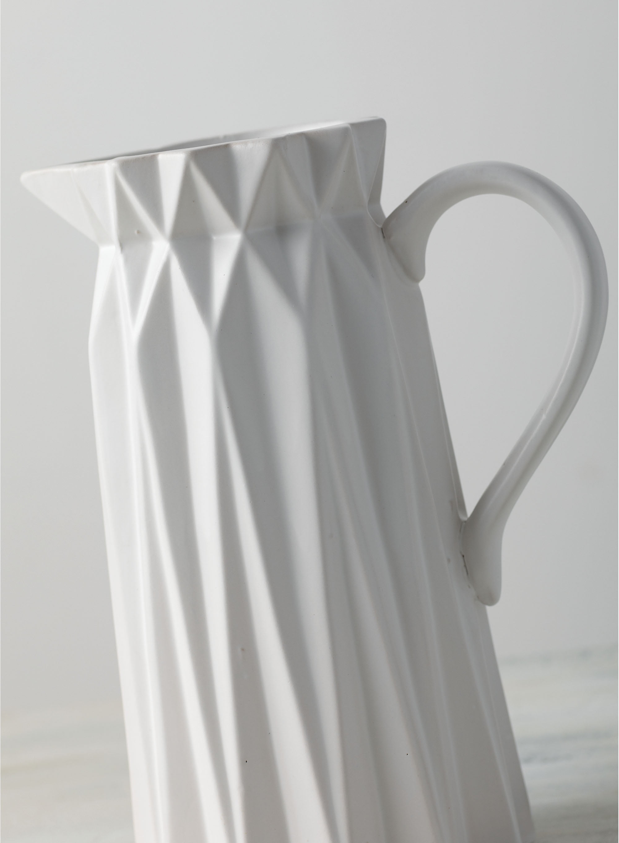 Sullivans Origami Pitcher Vase 9"H White