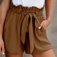 thumbnail image 5 of WAYUTE Womens Shorts High Waisted Shorts Striped Ruffle Stretch Beach Short with Pockets Casual Soft Comfort Summer Dailywear, 5 of 5