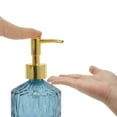 thumbnail image 3 of Unique Bargains 1 Pc Round Bottom Bamboo Grain Soap Dispenser 13.53oz Blue Gold Tone, 3 of 6
