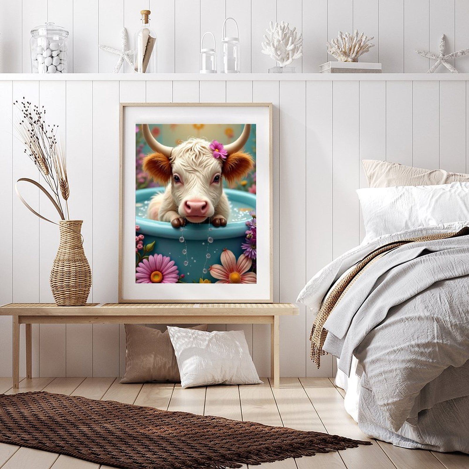 Diamond Art Kit for Adults, Cute Calf Bathing Print No.68 Diamond Painting for Adults Beginners, 5D DIY Diamond Art Painting Kits, Colorful Diamond Painting Craft for Home Decor 12x16