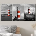 thumbnail image 3 of wall26 3 Panel Canvas Wall Art - Bright Color Lighthouse with Black and White Landscape - Giclee Print Gallery Wrap Modern Home Art Ready to Hang - 16"x24" x 3 Panels, 3 of 5