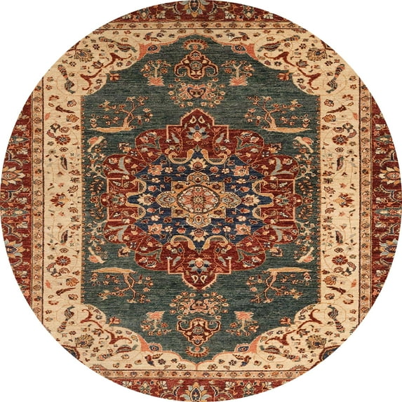 Ahgly Company Indoor Round Abstract Saffron Red Abstract Area Rugs, 6' Round