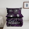 thumbnail image 5 of Homewish Gothic Halloween Spider Web Queen Comforter Set,Skull Bat Pattern Comforter Sets Queen,Purple Black White,Black Reversible,3pcs,1 Comforter and 2 Pillowcases, 5 of 7