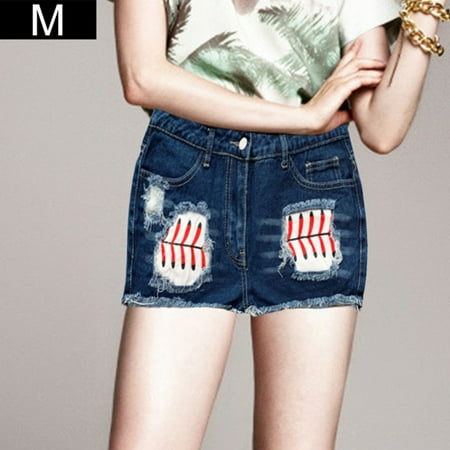 

BESTHUA Ripped Denim Jean Shorts with Revers