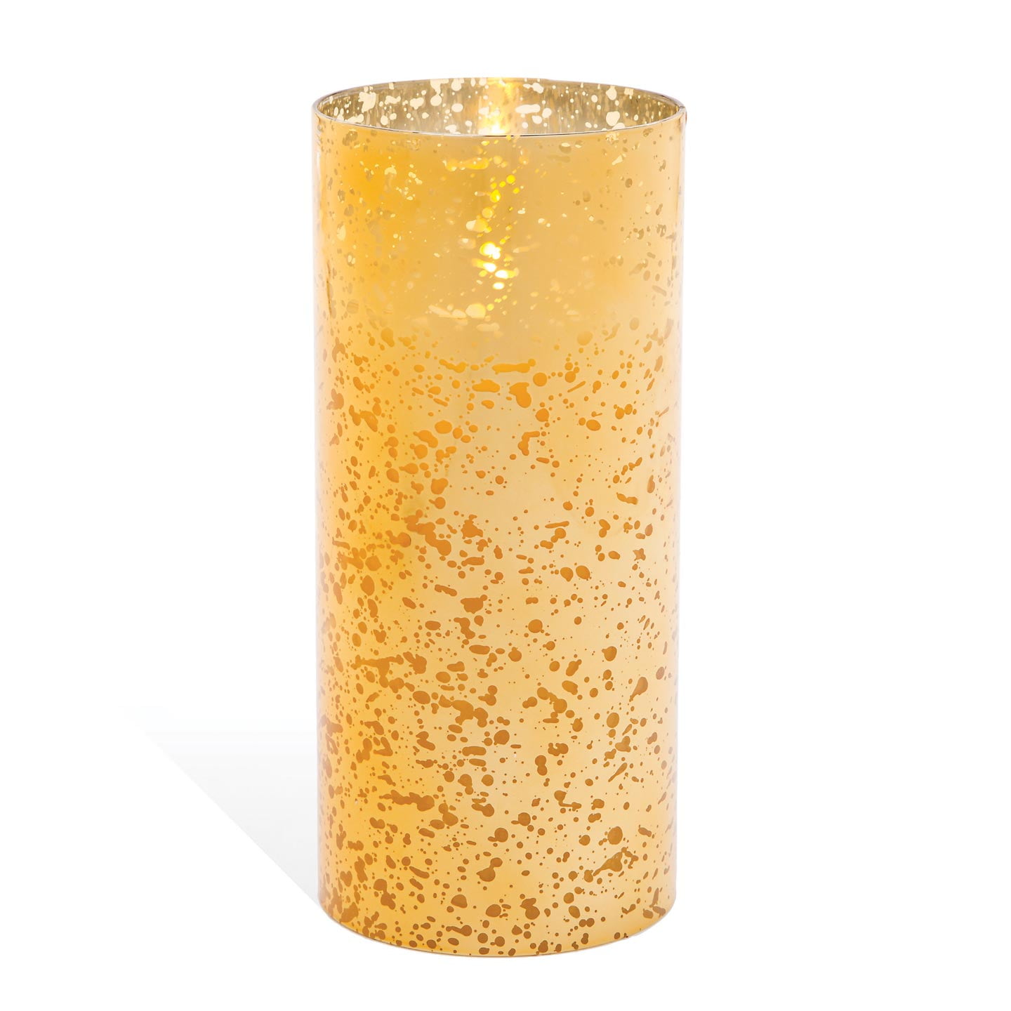 Luminara Gold Mercury Glass Cylinder Unscented Flameless Candle 8