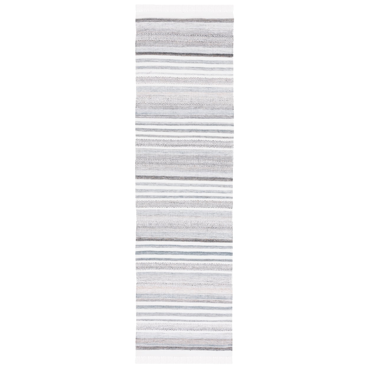 SAFAVIEH Kilim Malena Striped Polyester Runner Rug, Ivory/Grey, 2'3" x 8'