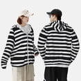 thumbnail image 4 of Kdxio Black And White Stripes Print Women Men Sun Protection UPF 50+ Jackets Zip Up Long Sleeve Hoodie Hiking Lightweight with Pockets, 4 of 7