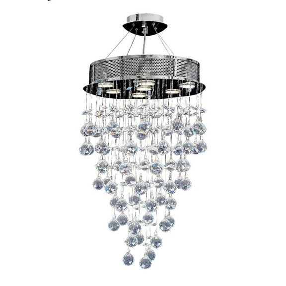 Artistry Lighting Galaxy Drop Collection 27"x23" Polished Chrome 7-Light Hanging Crystal Chandelier