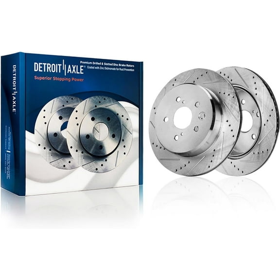 Detroit Axle - 12.20" inch Rear Drilled and Slotted Disc Brake Rotors for Lexus GS200t GS300 GS350 GS450h IS200t IS300 IS350 RC200t RC300 RC350