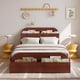 thumbnail image 1 of Yeshouse Estructura de cama de madera con cabecero y pie de cama con espacio de almacenaje, plataforma baja con listones de madera, sin somier, 1 of 6