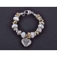 thumbnail image 3 of Pearl White Glass Beads With Heart Charm Bracelet For Woman, 3 of 6
